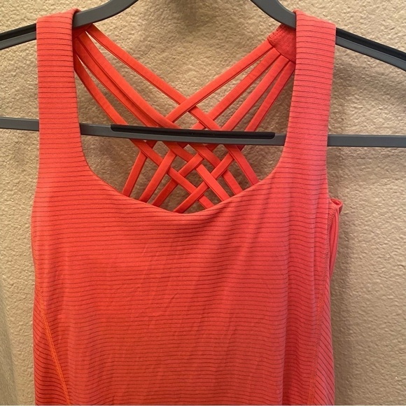 LULULEMON Women Orange Criss Cross Open Back Athletic Tank Top Size 4 - Picture 2 of 6